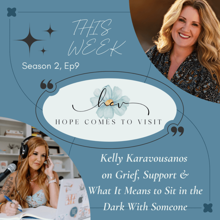 This week on Hope Comes to Visit, I sit down with Kelly Karavousanos — a licensed professional counselor, certified thanatologist, licensed funeral director, and someone who has personally helped guide me through some of the darkest grief of my life. Kelly understands grief not just as a clinician, but as a human being who has lived through profound loss herself. In this conversation, we talk about what grief really asks of us, why our culture is so uncomfortable with death and dying, and how healing happens not by avoiding pain — but by moving through it.